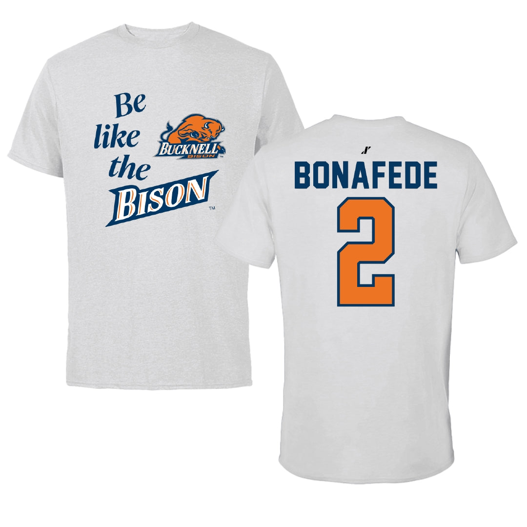 Bucknell University Lacrosse Light Gray Be Like Us Tee - #2 Benjamin Bonafede