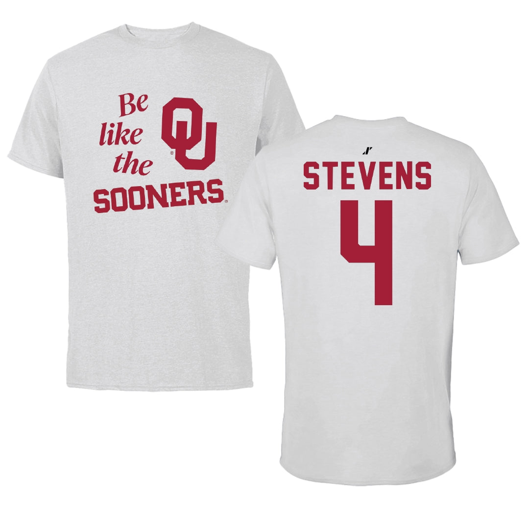 University of Oklahoma Soccer Light Gray Be Like Us Tee - #4 Avery Stevens