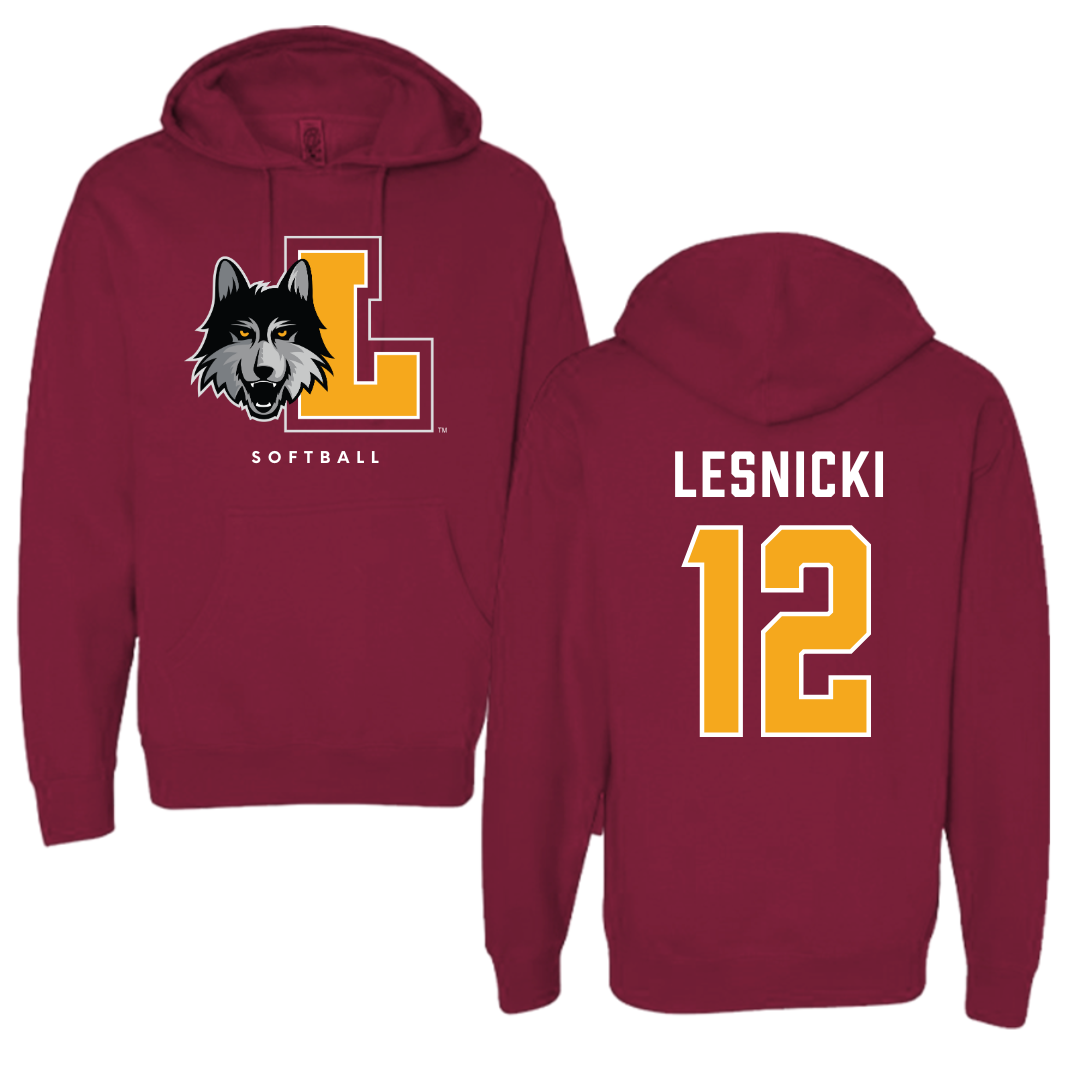 Loyola University-Chicago Softball Maroon Hoodie - #12 Nat Lesnicki