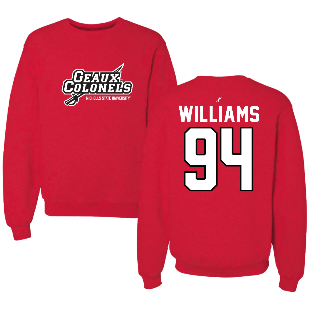 Nicholls State University Football Red General Crewneck - #94 Nick Williams