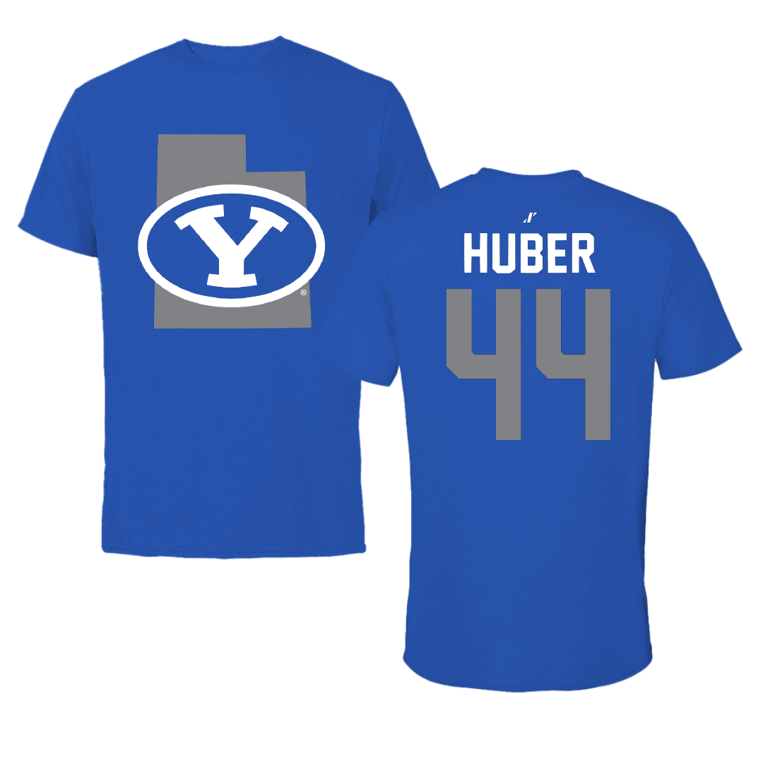 Brigham Young University Softball Blue State Performance Tee - #44 Hina Huber