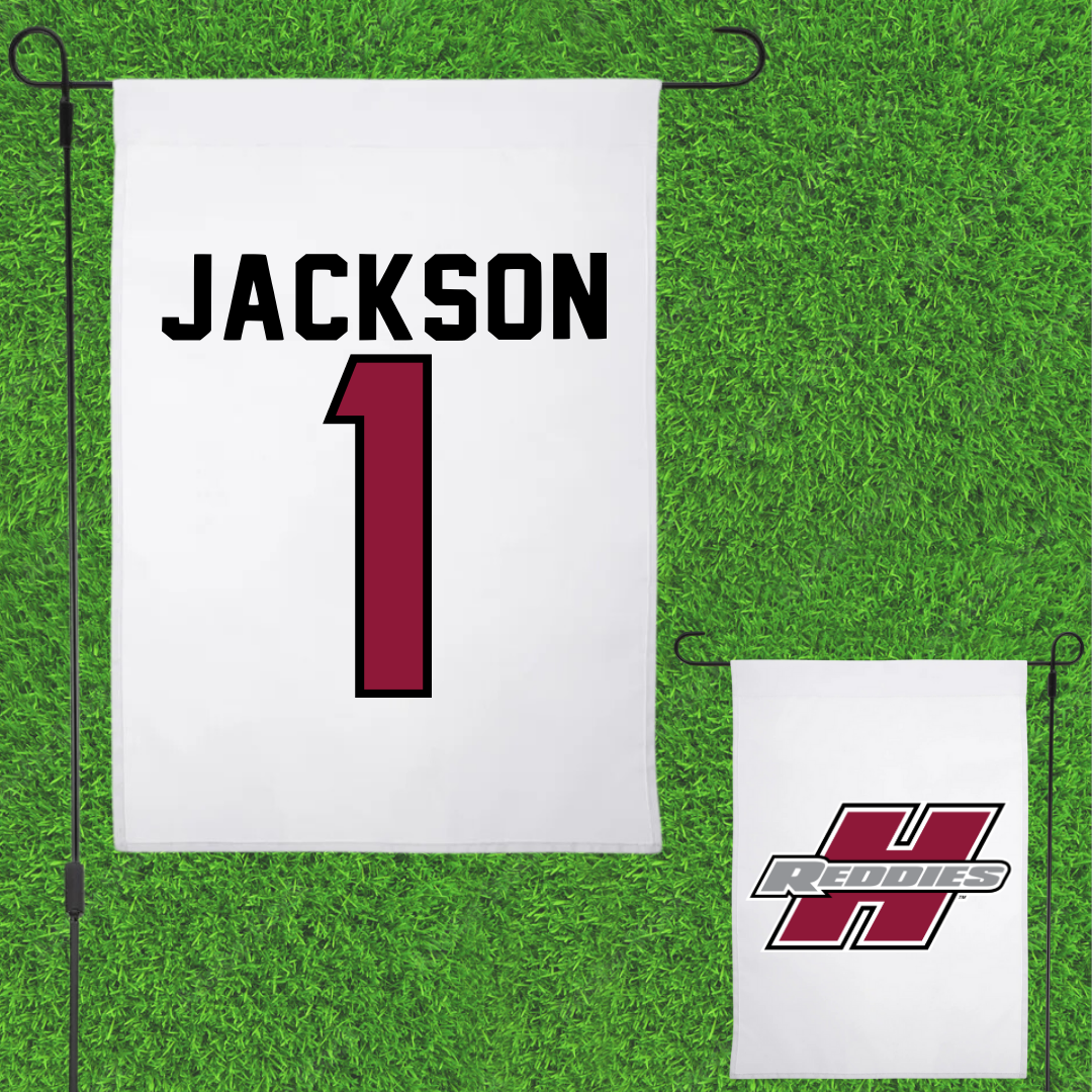 Henderson State University Football White Garden Flag - #1 Timieone Jackson