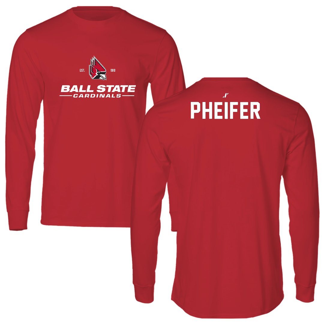 Ball State University Swimming & Diving Red General Performance Long Sleeve - Ethan Pheifer