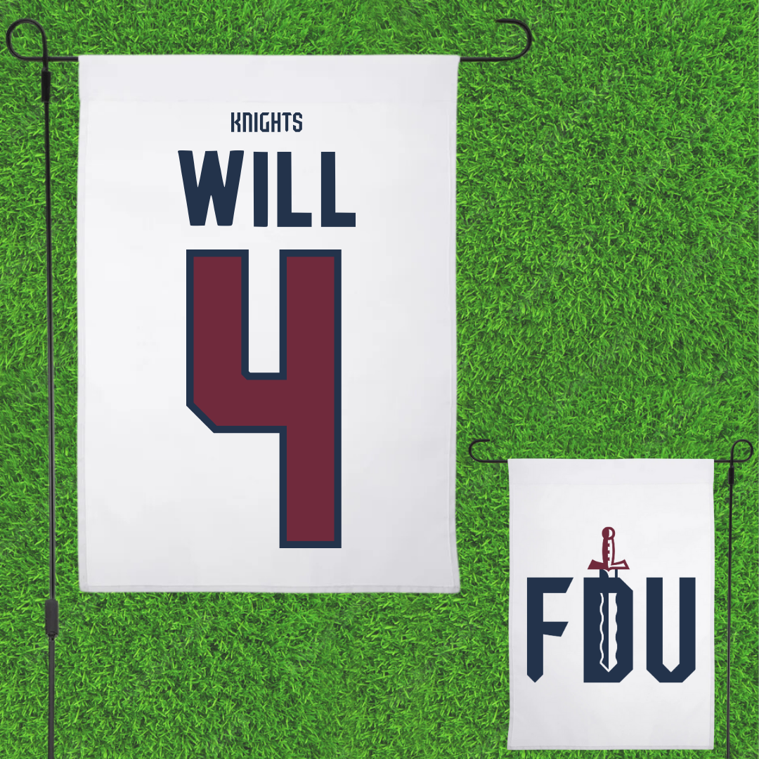 Fairleigh Dickinson University-Metropolitan Campus Baseball White Garden Flag - #4 Zack Will