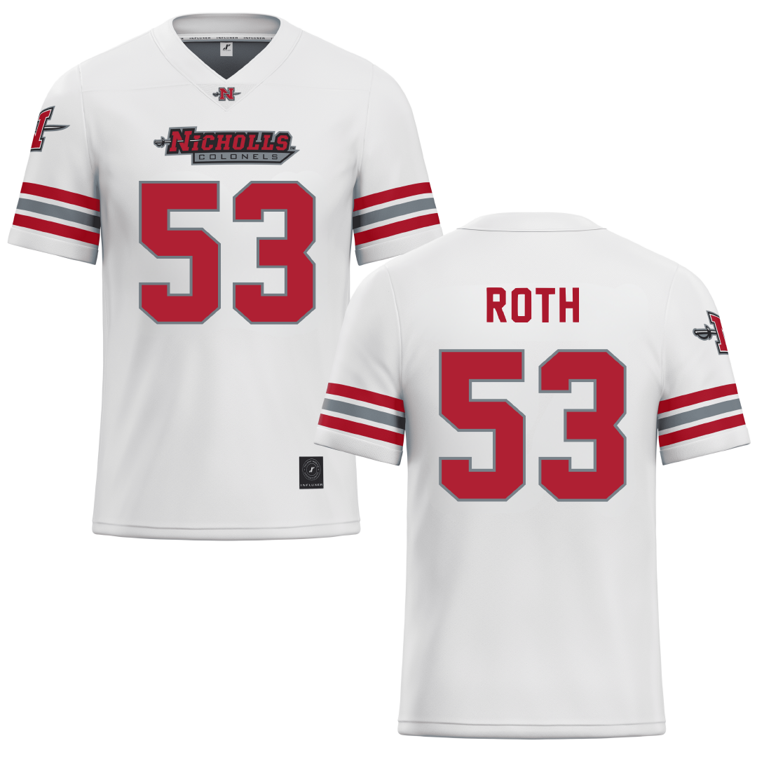 Nicholls State University White Football Jersey - #53 Craig Roth
