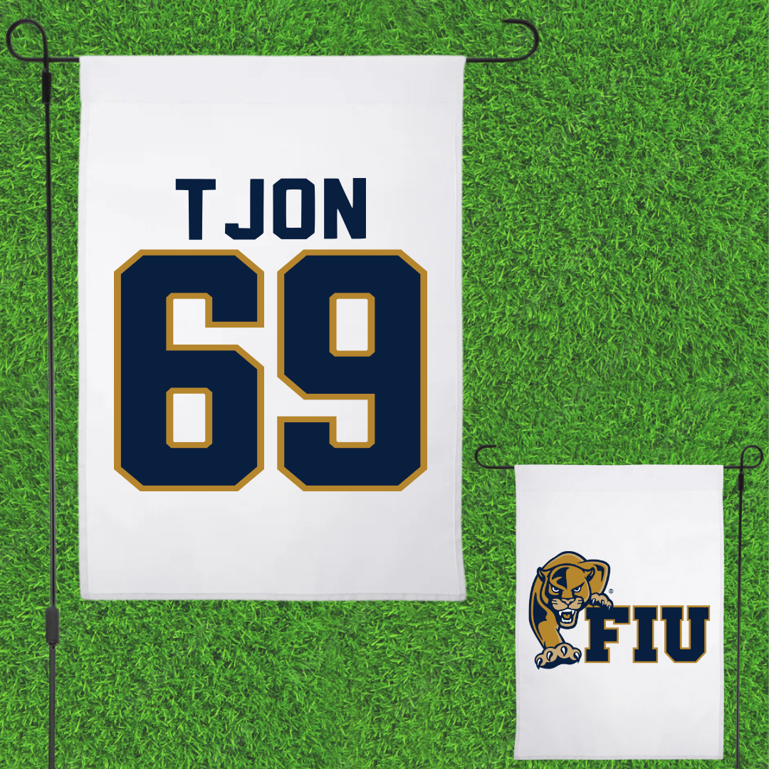 Florida International University Football White Garden Flag - #69 Ming Tjon