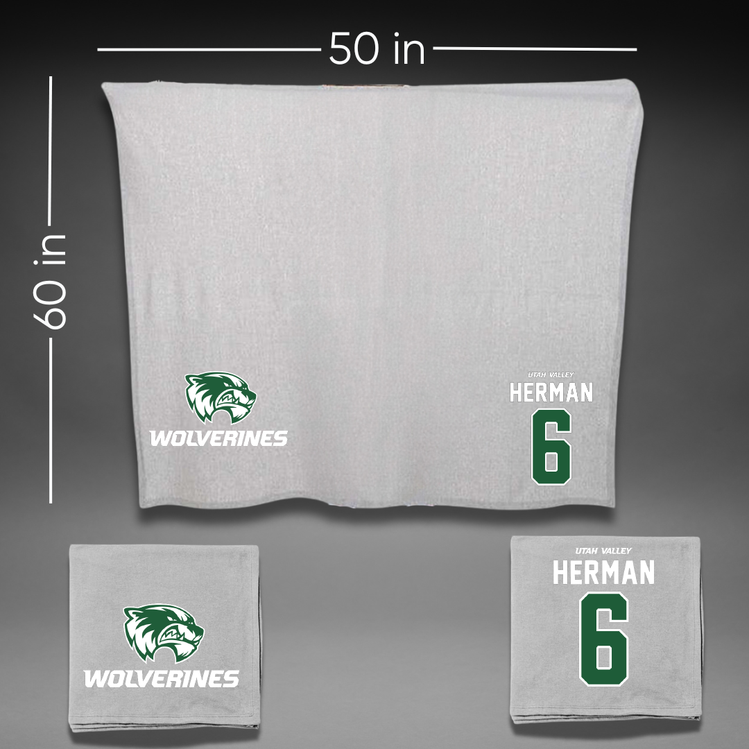 Utah Valley University Baseball Gray Blanket - #6 Carston Herman