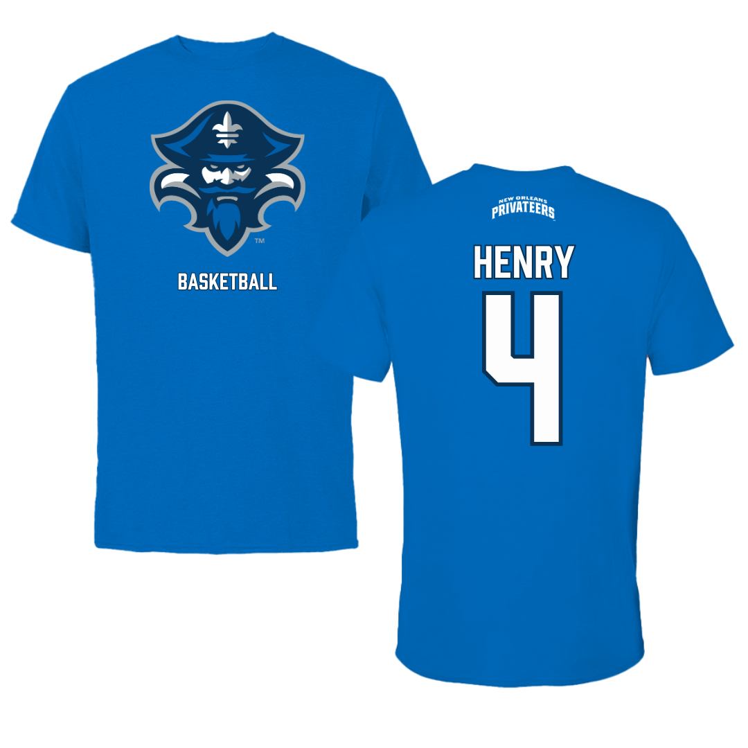 University of New Orleans Basketball Blue Mascot Performance Tee - #4 Omarion Henry