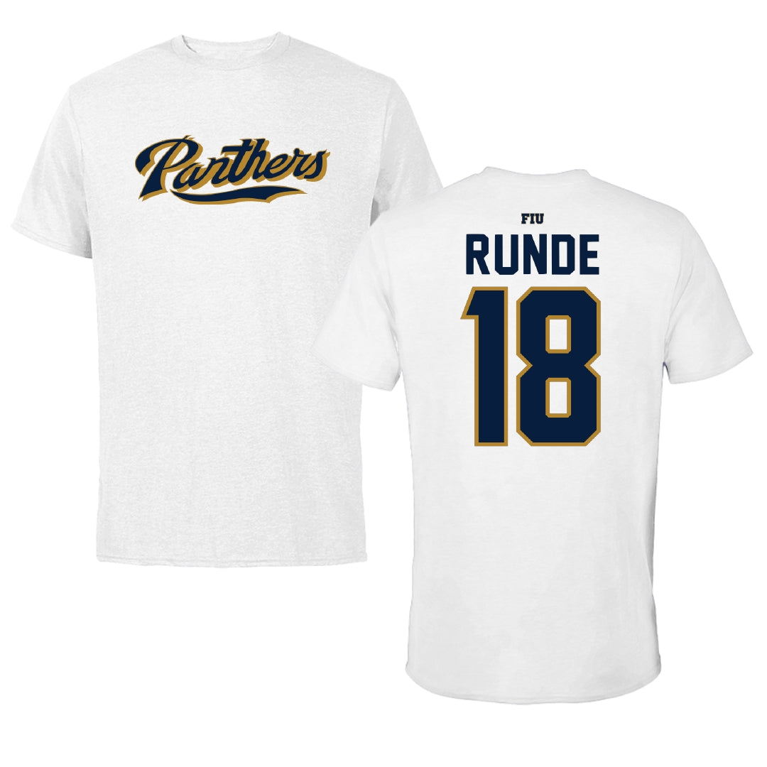 Florida International University Baseball White Tee - #18 Logan Runde