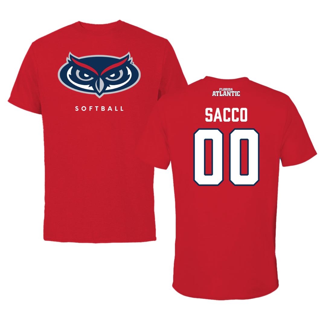 Florida Atlantic University Softball Red Jersey Tee - #00 Gabby Sacco