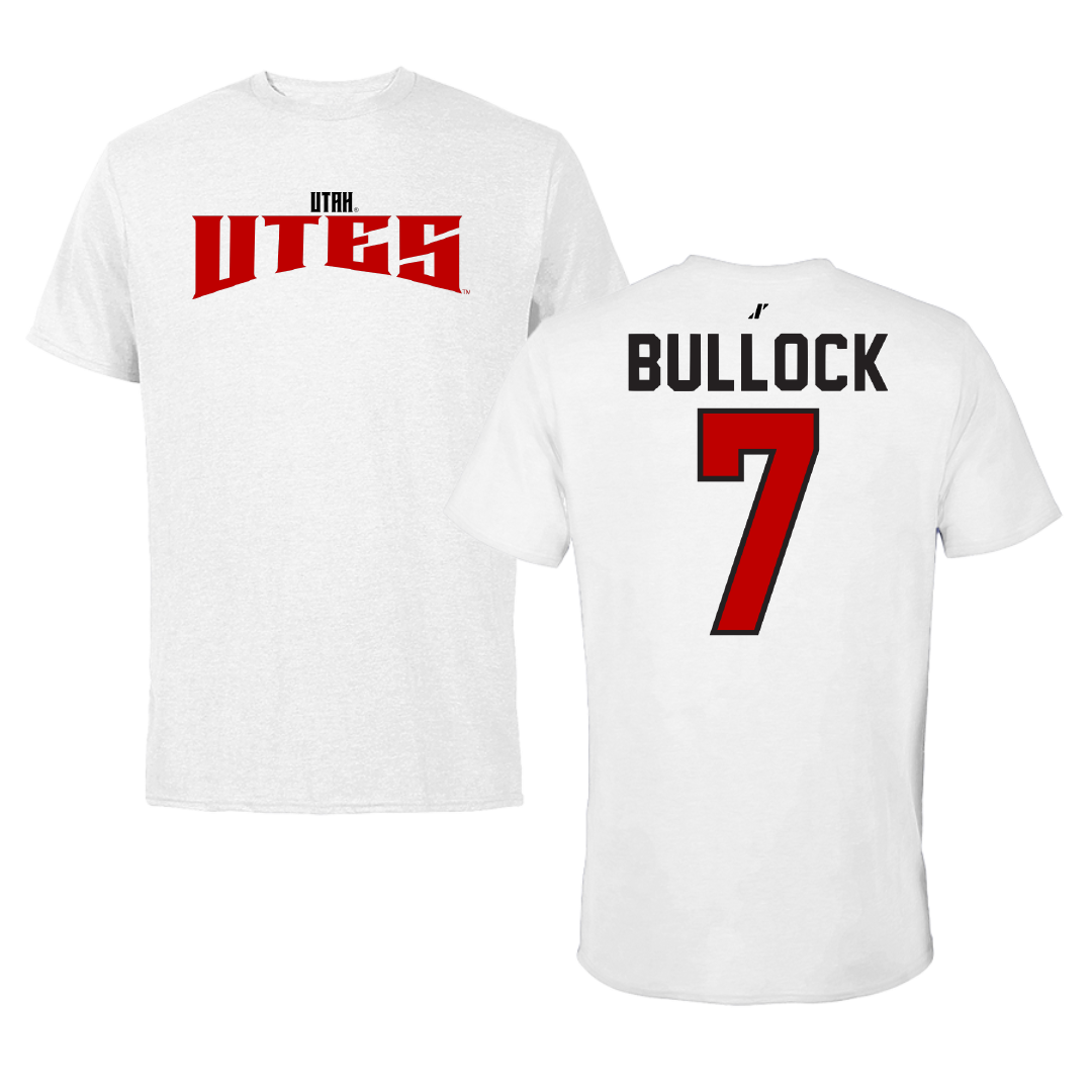 University of Utah Soccer White Classic Tee - #7 Kelly Bullock