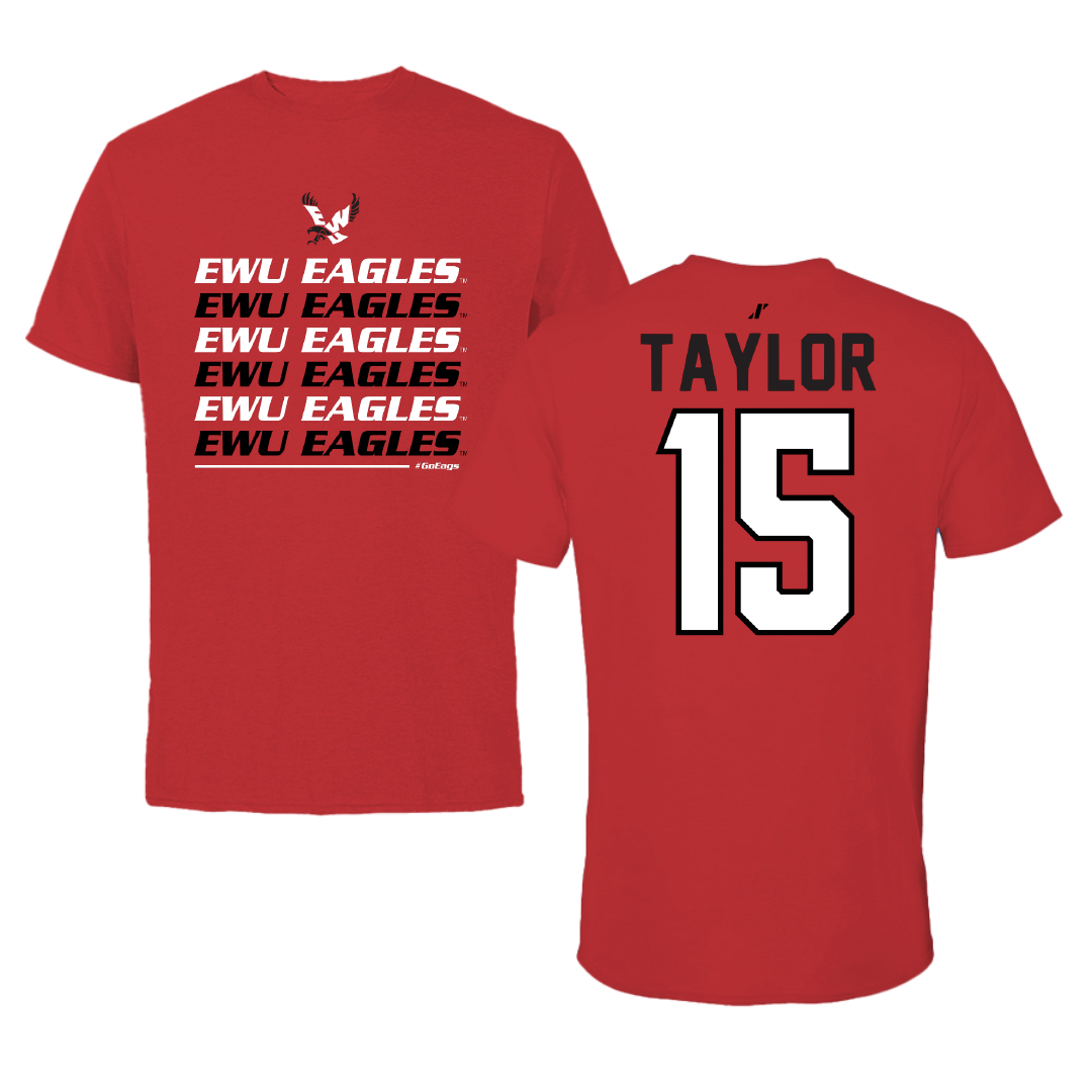 Eastern Washington University Football Red General Performance Tee - #15 Jared Taylor