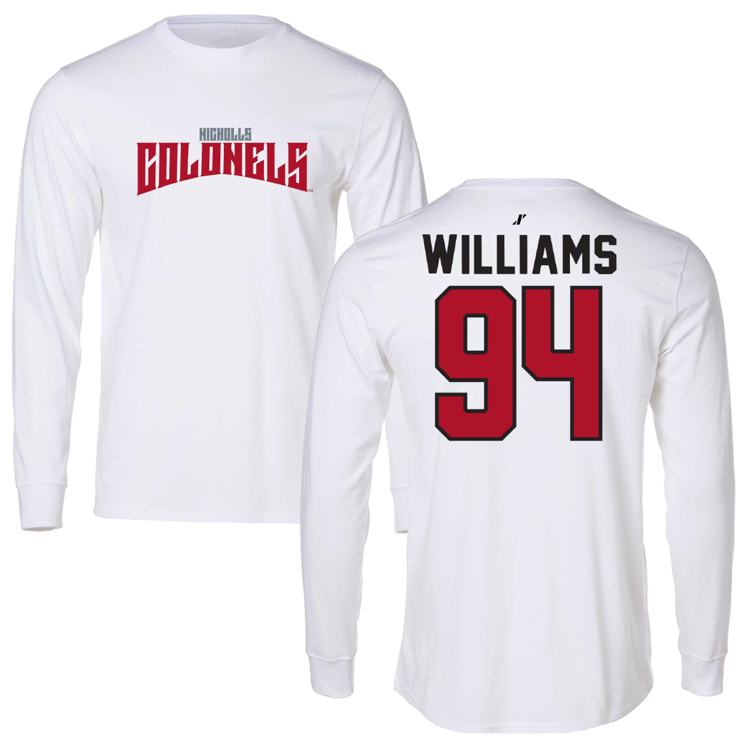 Nicholls State University Football White Classic Long Sleeve - #94 Nick Williams