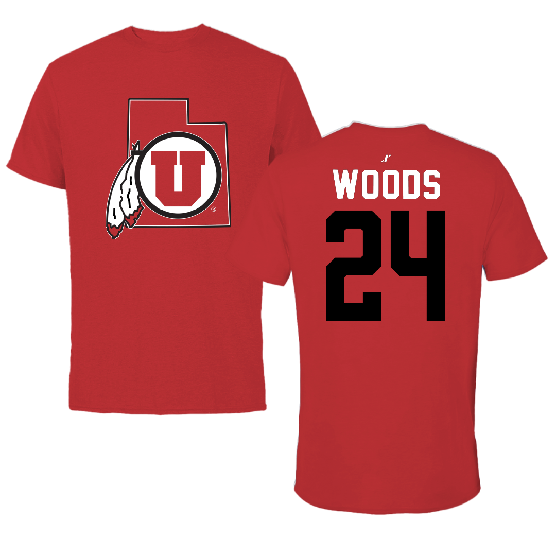 University of Utah Soccer Red State Performance Tee - #24 Bella Woods