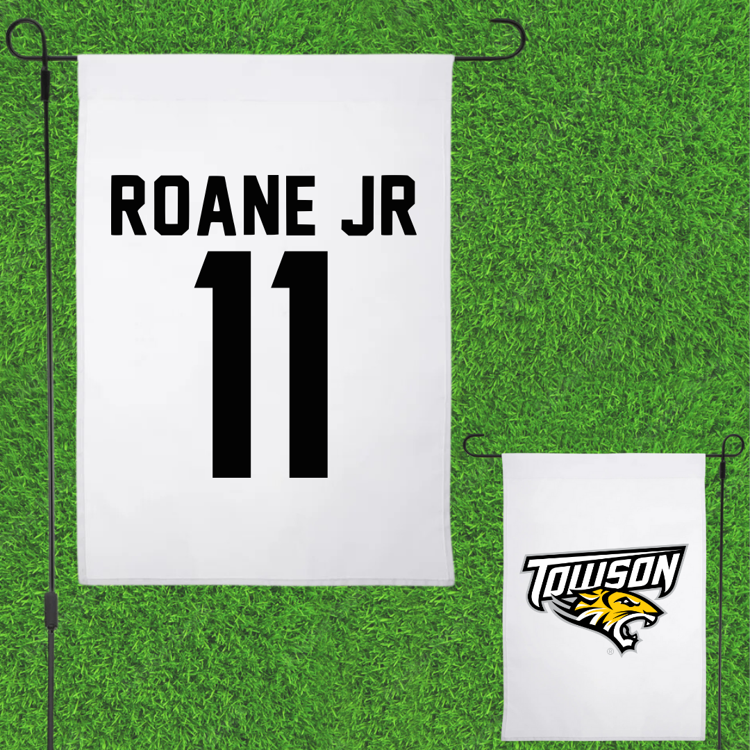 Towson University Football White Garden Flag - #11 Rodney Roane Jr