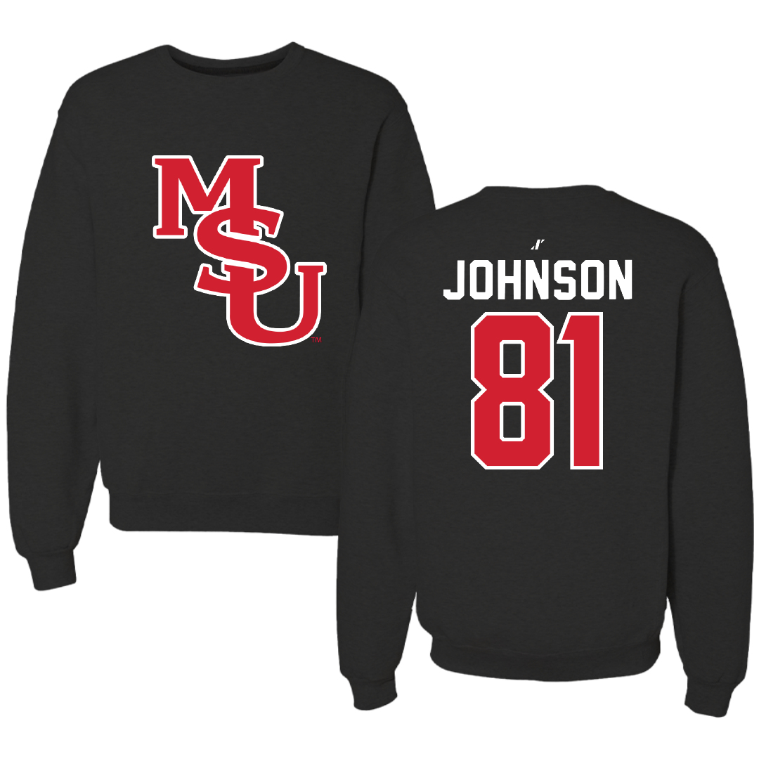 Minot State University Football Black Crewneck - #81 Tyler Johnson