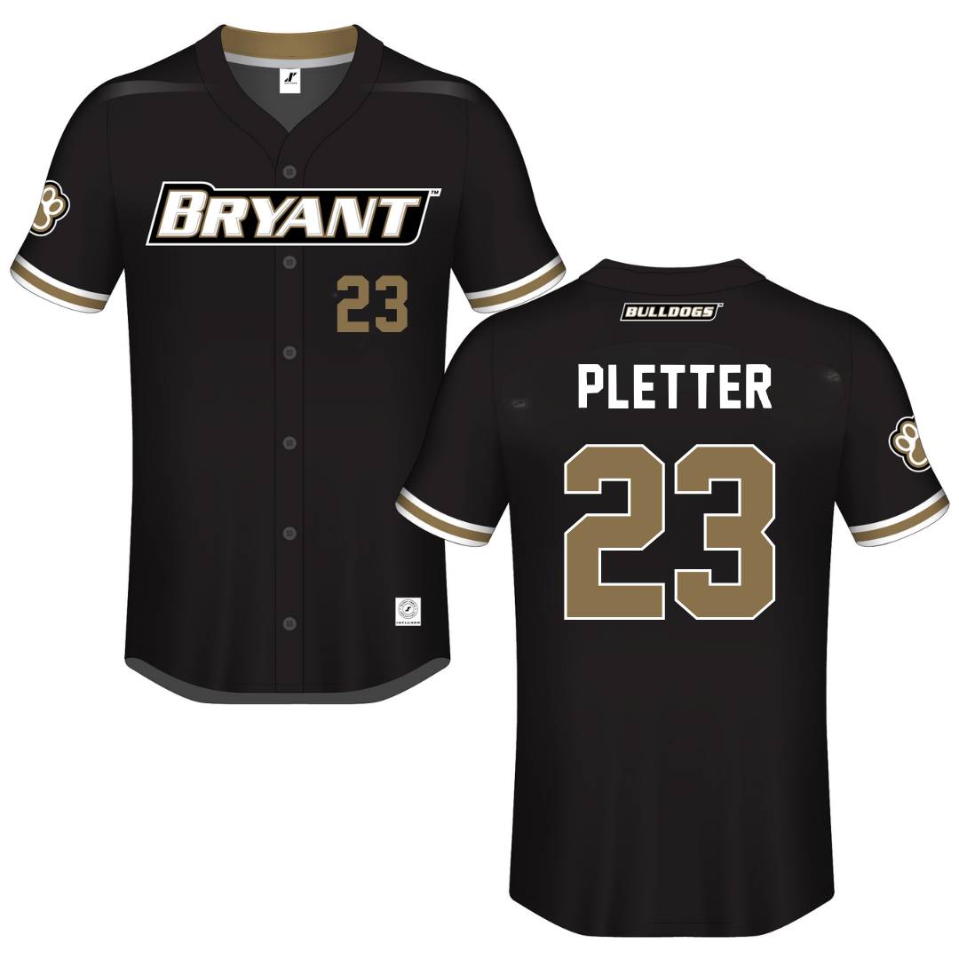 Bryant University Black Button-Down Jersey - #23 Jack Pletter