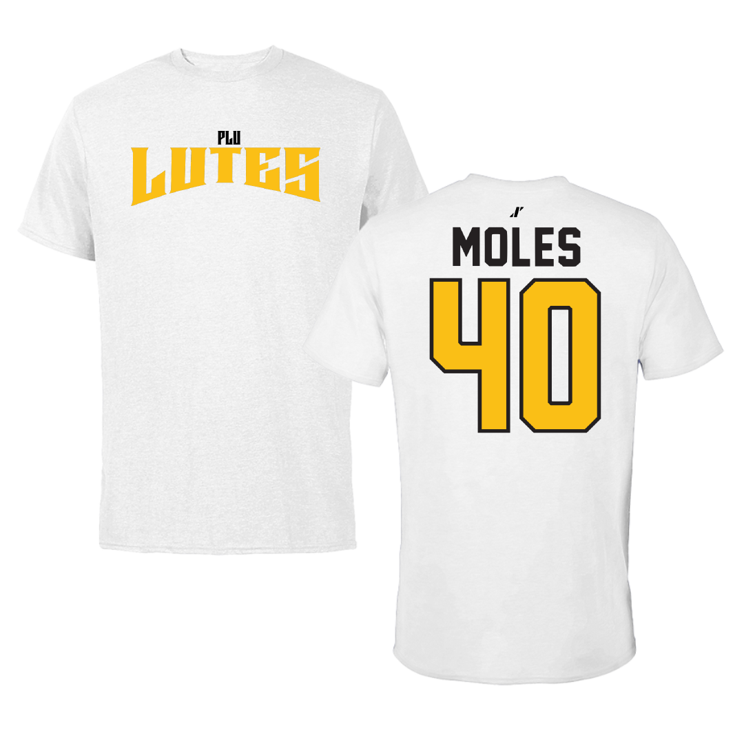 Pacific Lutheran University Basketball White Classic Tee - #40 Madison Moles