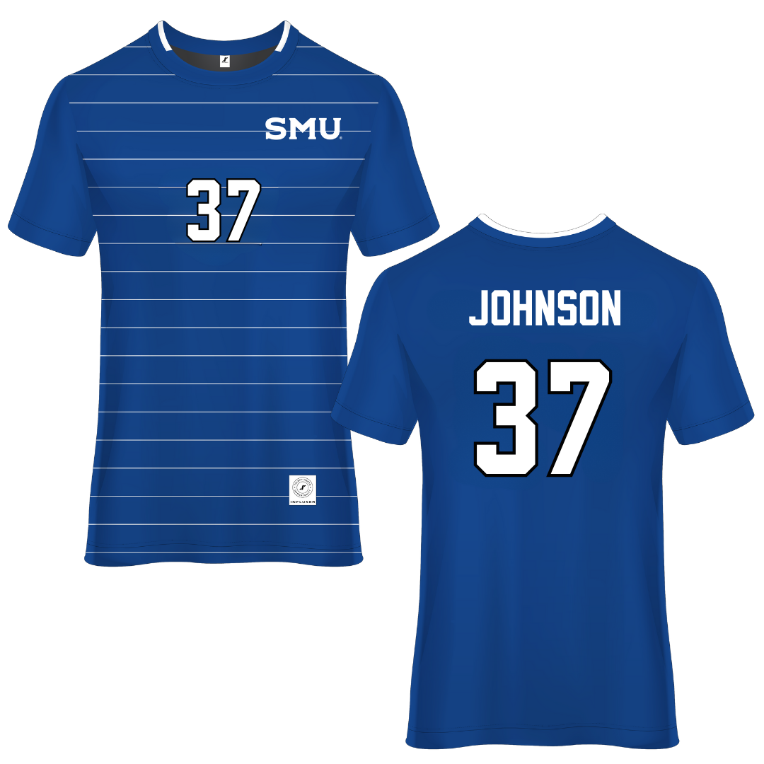 Southern Methodist University Blue Soccer Jersey - #37 Chance Johnson