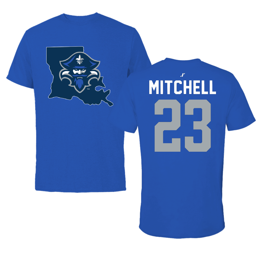 University of New Orleans Baseball Blue State Performance Tee - #23 Cade Mitchell