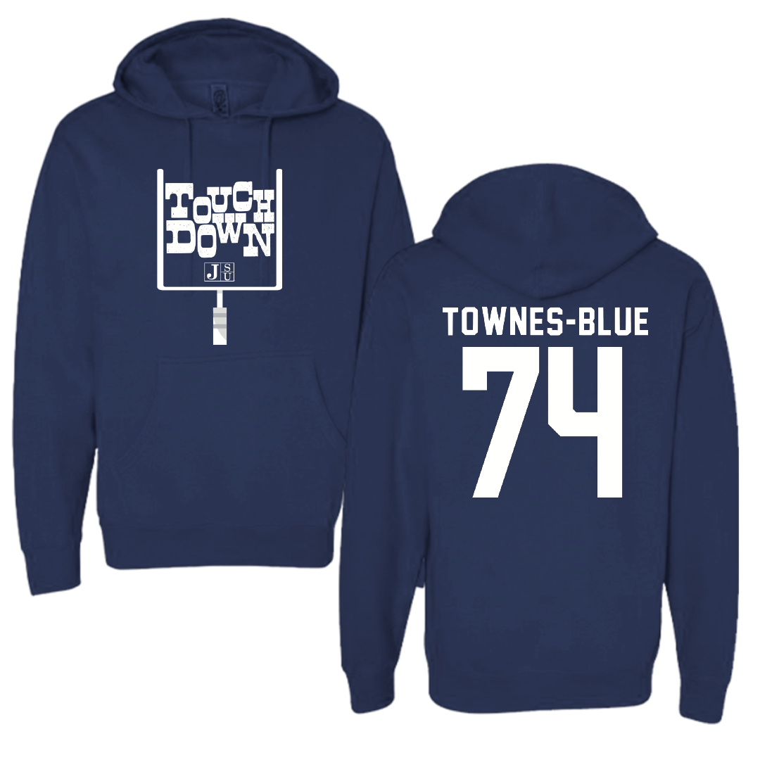 Jackson State University Football Navy Touchdown Hoodie - #74 D’Andre Townes-Blue