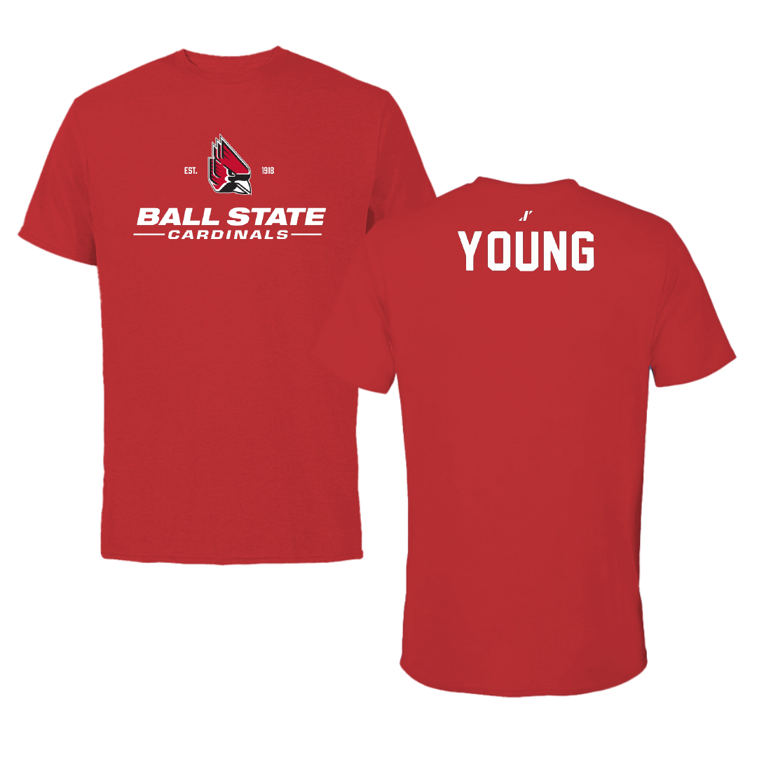 Ball State University Swimming & Diving Red General Performance Tee - Mason Young