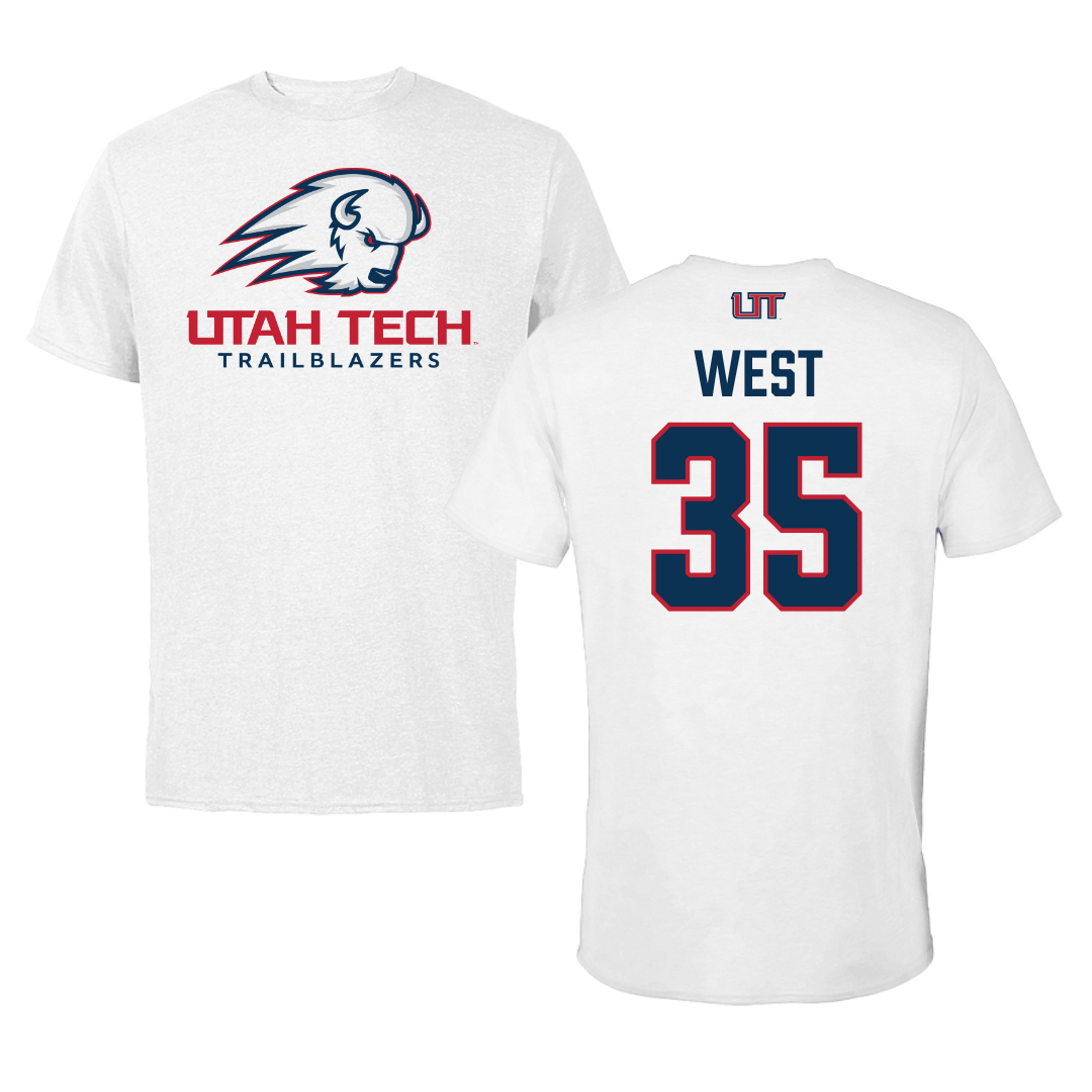 Utah Tech University Baseball White Performance Tee - #35 Dakoda West
