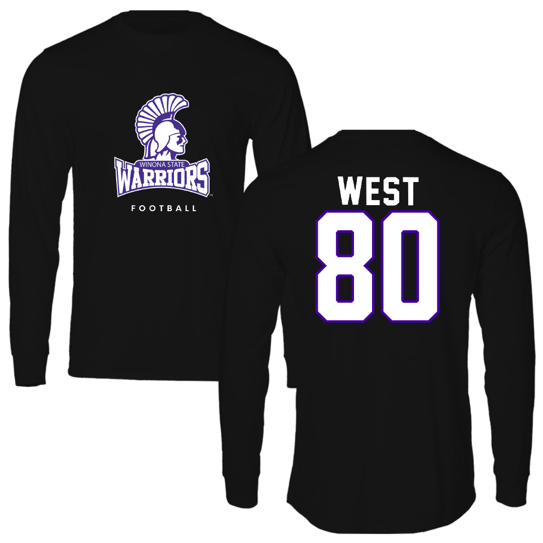 Winona State University Football Black Long Sleeve - #80 Jaylen West