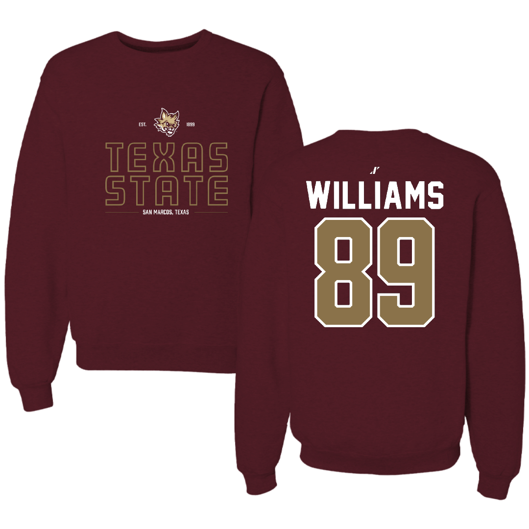 Texas State University Football Maroon General Crewneck - #89 Jordan Williams