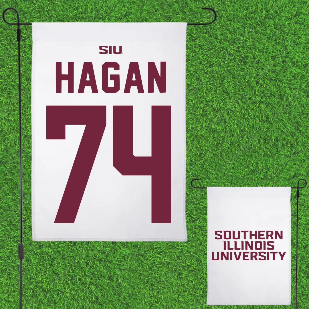 Southern Illinois University at Carbondale Football White Garden Flag - #74 Harris Hagan