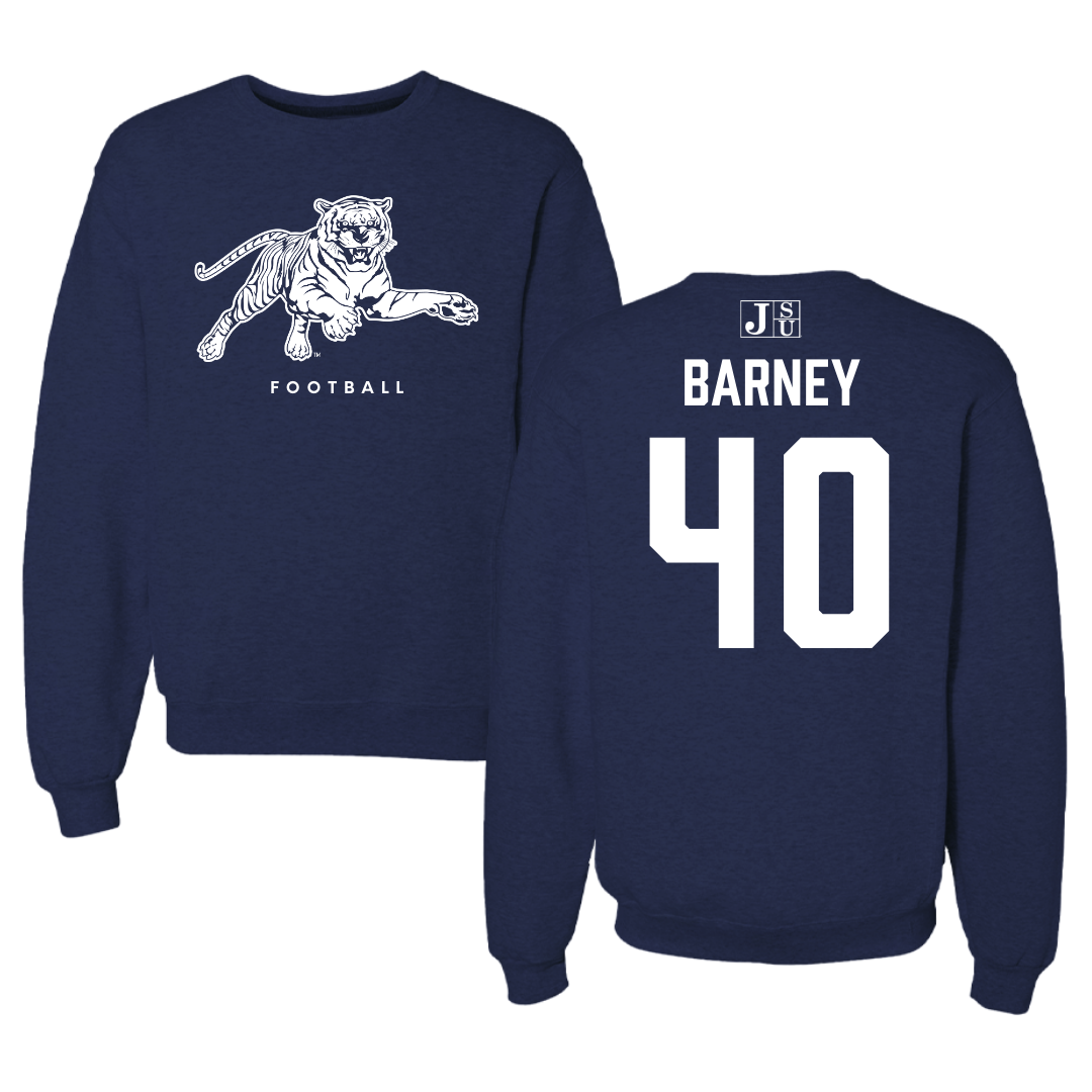 Jackson State University Football Navy Crewneck - #40 Braxton Barney
