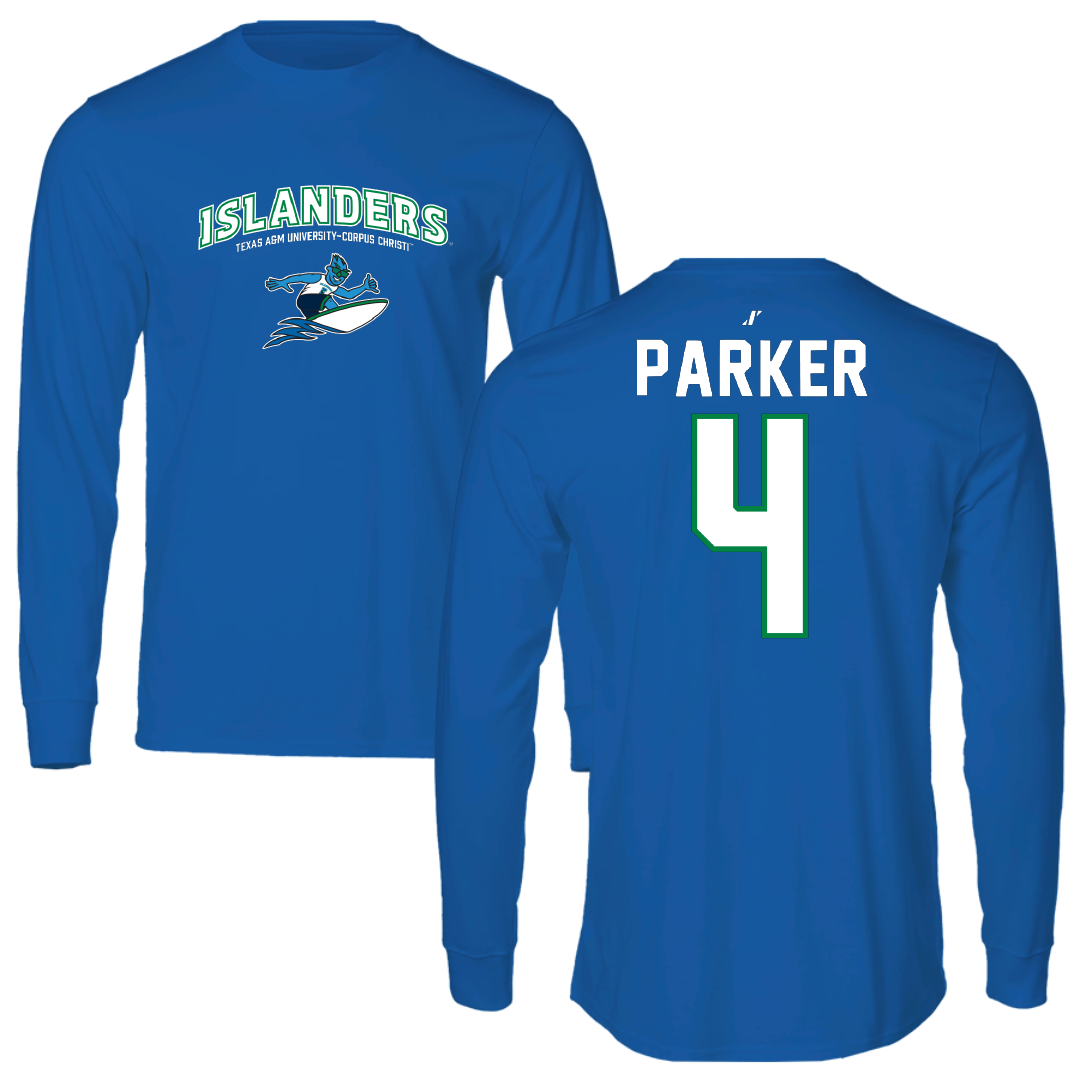 Texas A&M University-Corpus Christi Basketball Blue General Performance Long Sleeve - #4 Kam Parker