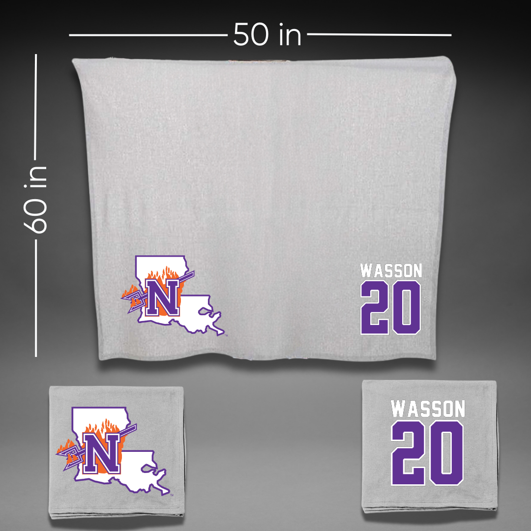 Northwestern State University Football Gray Blanket - #20 Hogan Wasson