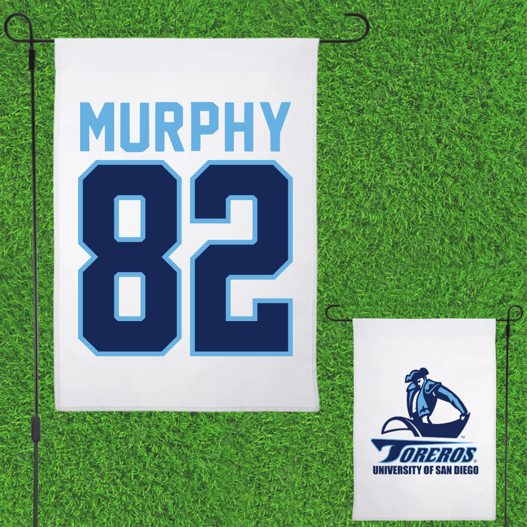 University of San Diego Football White Garden Flag - #82 Kollen Murphy