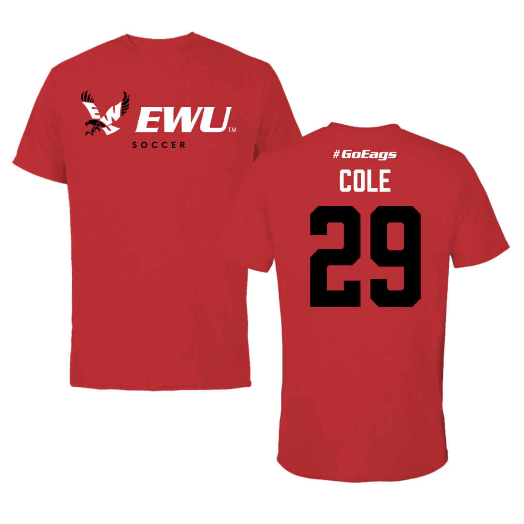 Eastern Washington University Soccer Red Block Tee - #29 Elisabeth Cole