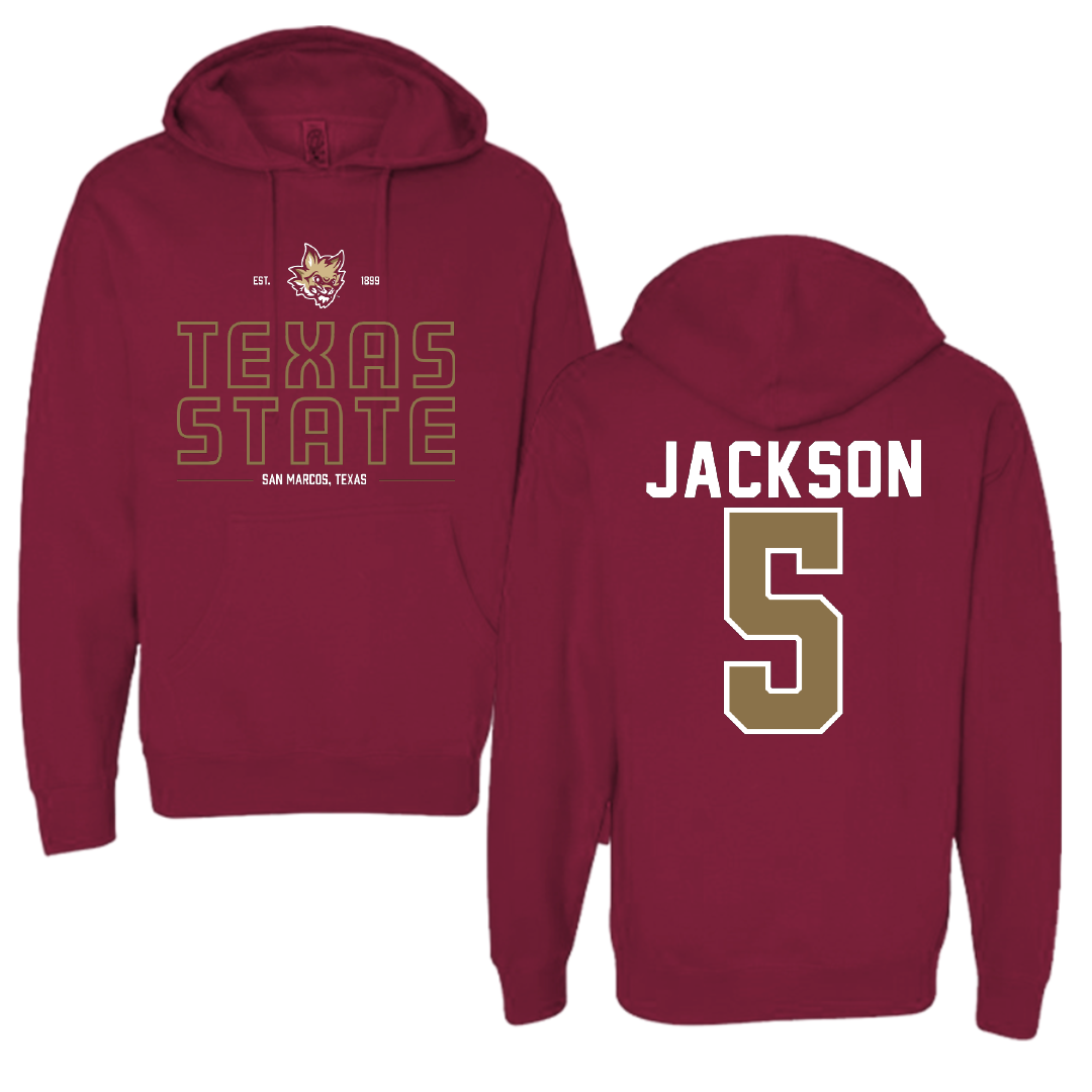 Texas State University Football Maroon General Hoodie - #5 Darius Jackson