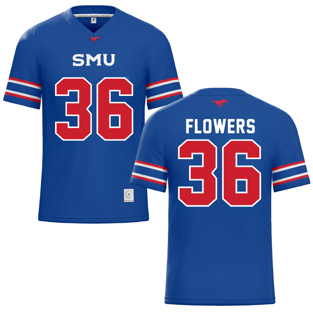 Southern Methodist University Blue Football Jersey - #36 Braeden Flowers