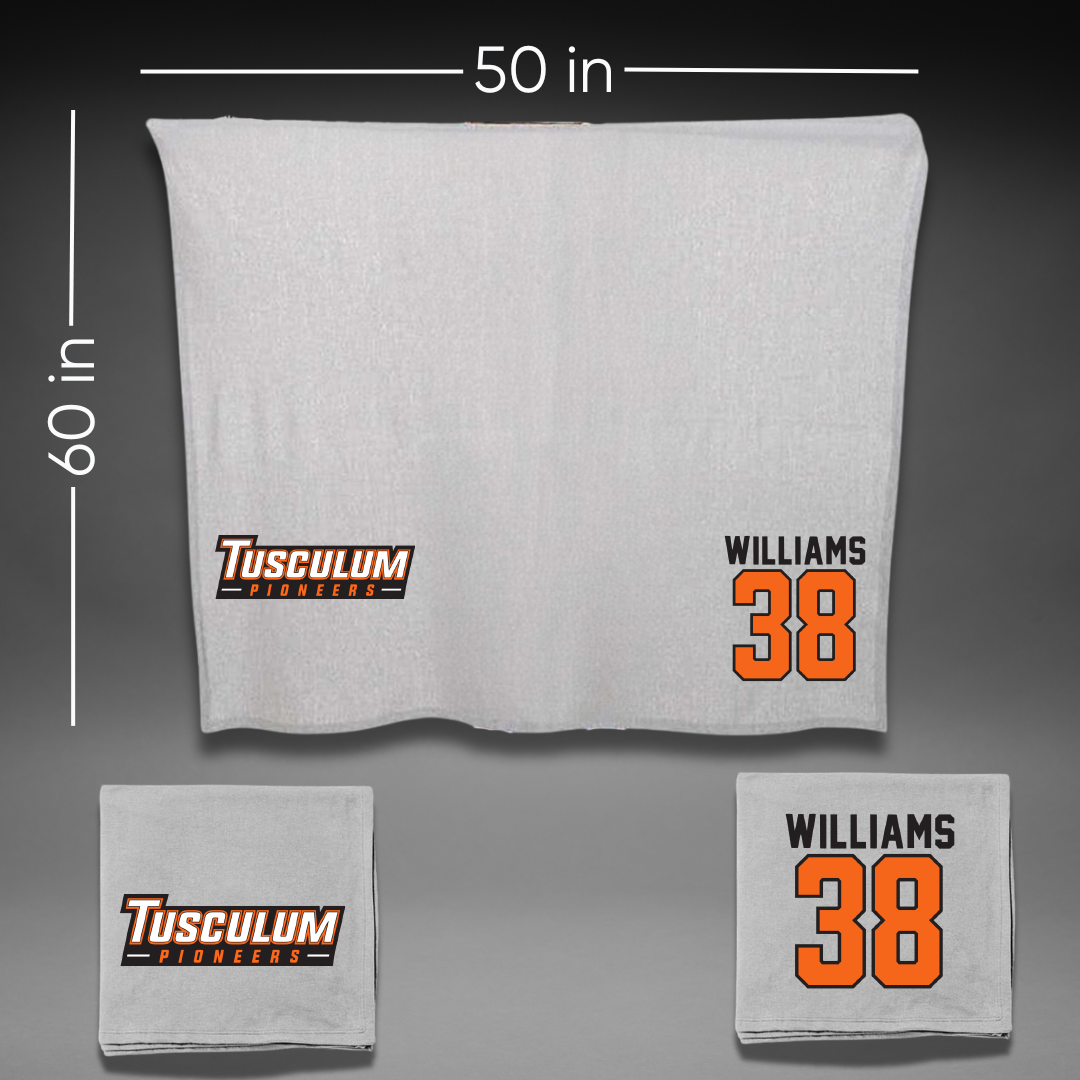 Tusculum University Football Gray Blanket - #38 Jeremiah Williams