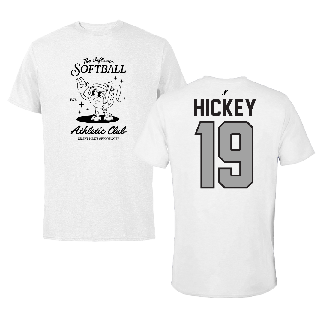 Softball White Influxer Athletic Club Tee - #19 Maddy Hickey