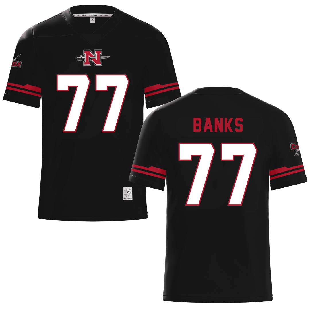 Nicholls State University Black Football Jersey - #77 Cam Banks