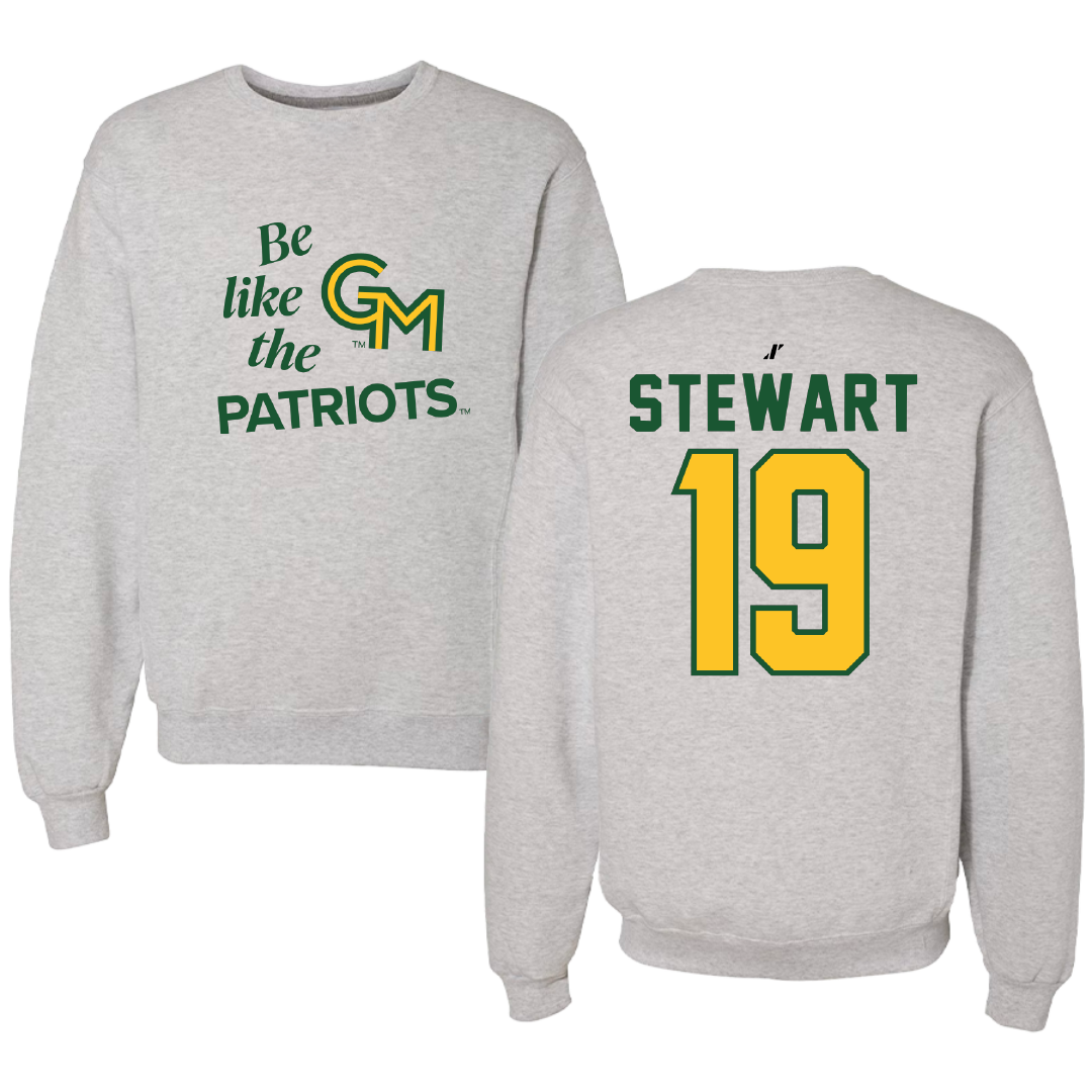 George Mason University Baseball Light Gray Be Like Us Crewneck - #19 Owen Stewart