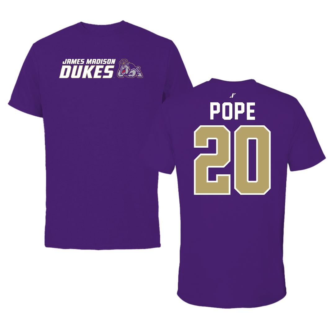 James Madison University Basketball Purple General Tee - #20 Jarrell Pope