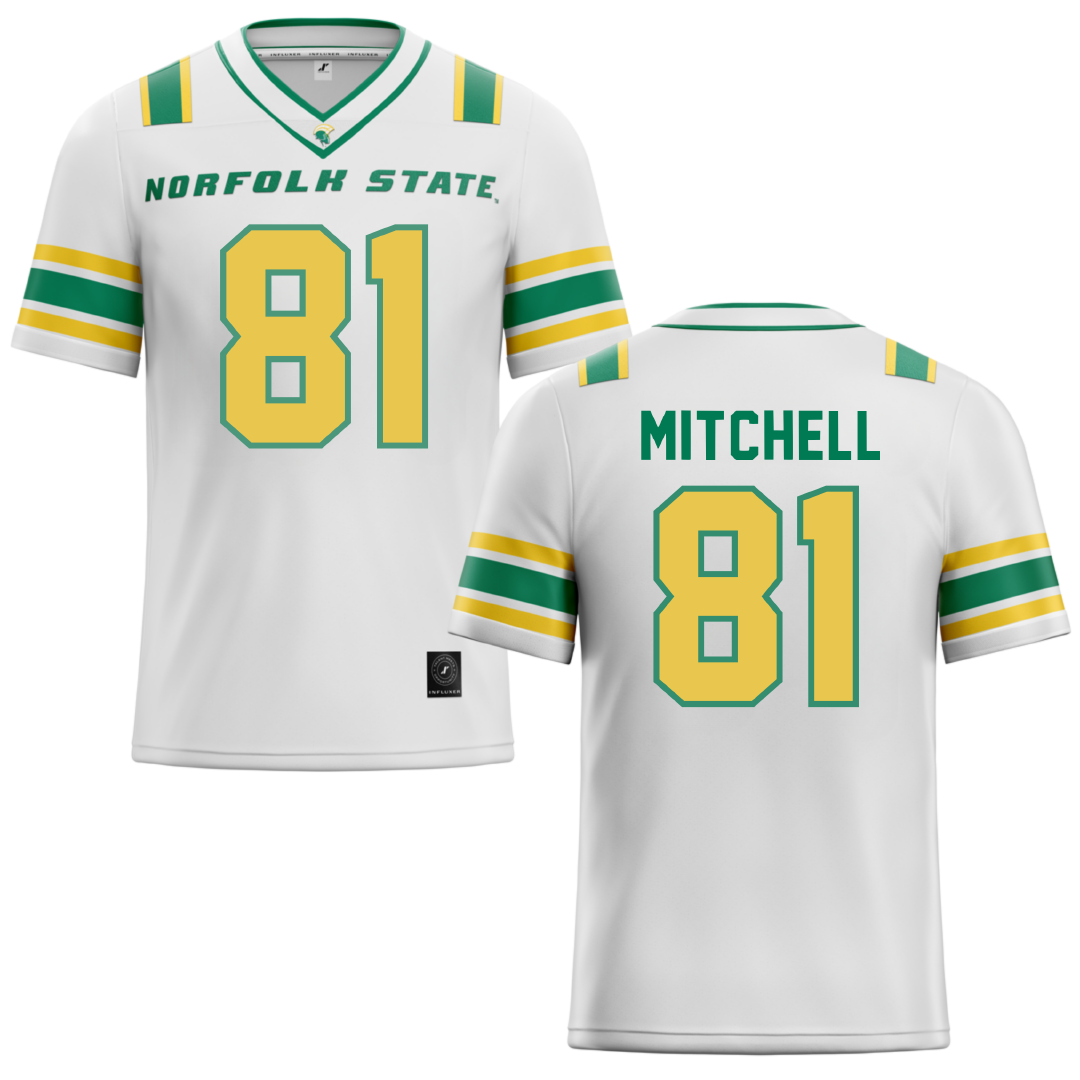 Norfolk State University White Football Jersey - #81 Elyjah Mitchell