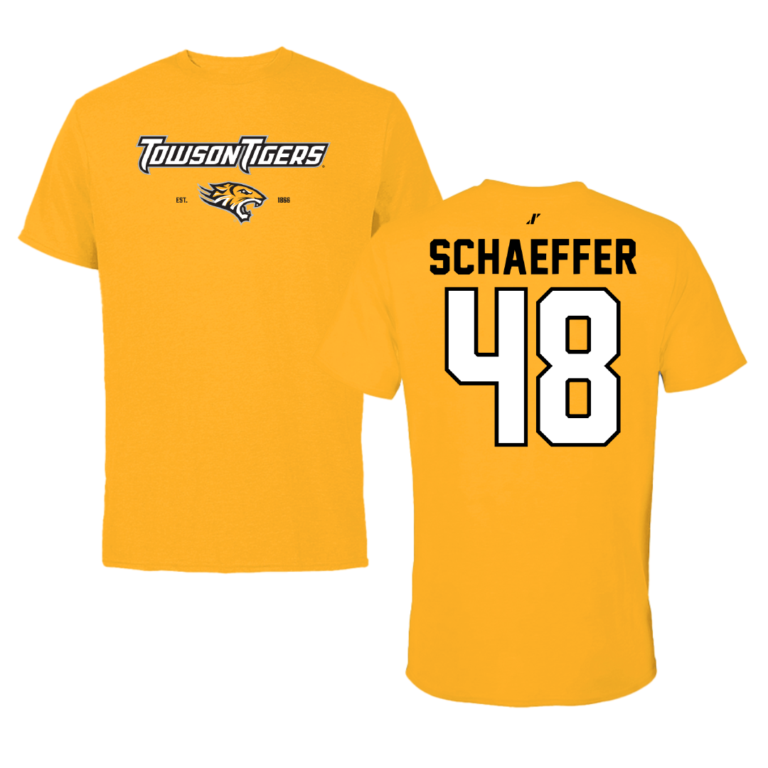 Towson University Football Gold General Tee - #48 CJ Schaeffer