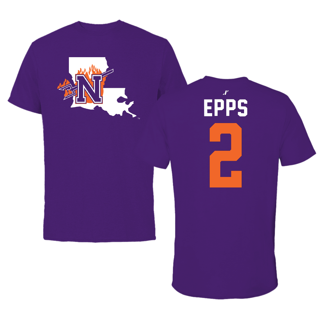 Northwestern State University Basketball Purple State Tee - #2 Jamison Epps