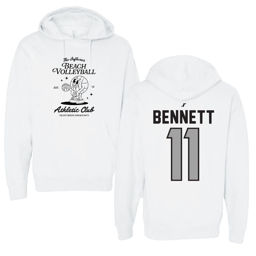 Beach Volleyball White Influxer Athletic Club Hoodie - #11 Jade Bennett