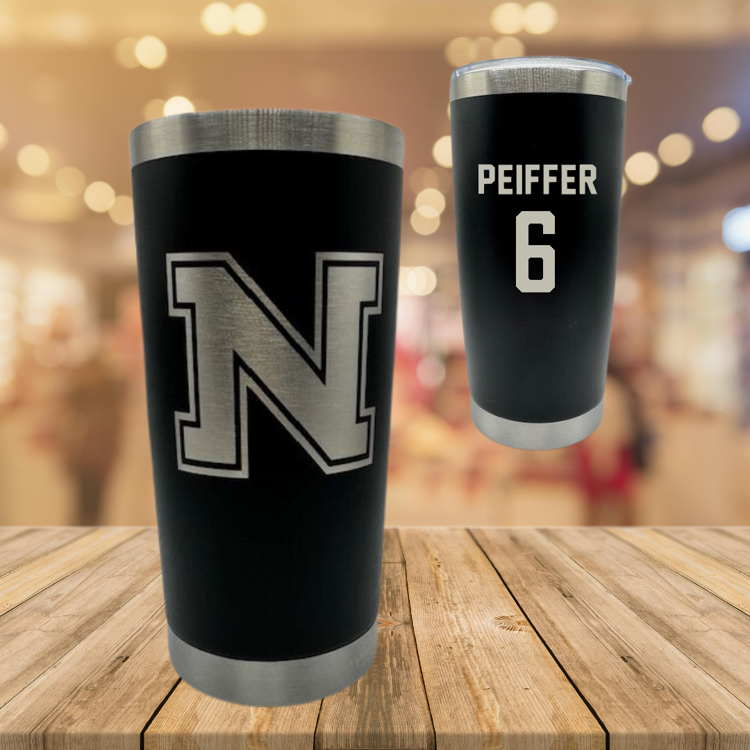 Northern Michigan University Football Black Stainless Steel Tumbler - #6 Sam Peiffer