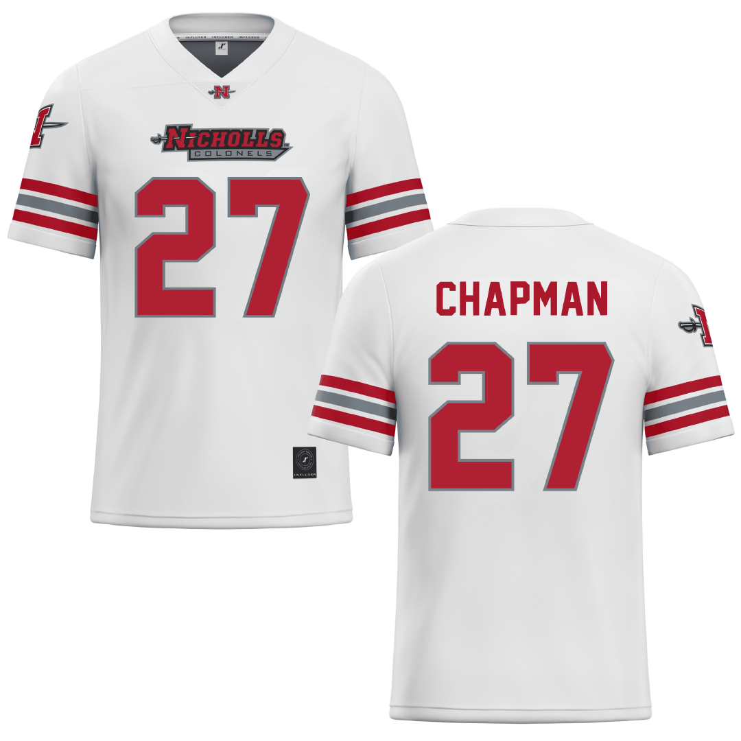 Nicholls State University White Football Jersey - #27 Gil Chapman