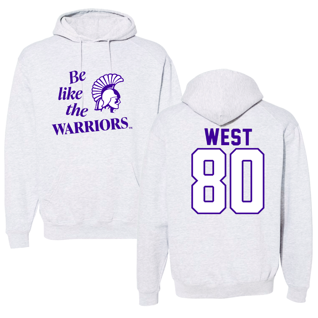 Winona State University Football Light Gray Be Like Us Hoodie - #80 Jaylen West