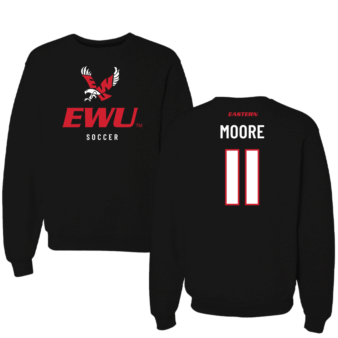 Eastern Washington University Soccer Black EWU Crewneck - #11 Kendall Moore